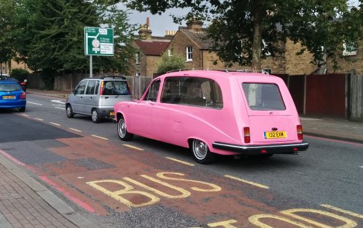 Photo of a pink hearse