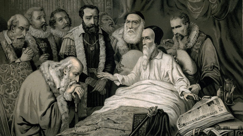 Engraving of Calvin's last moments