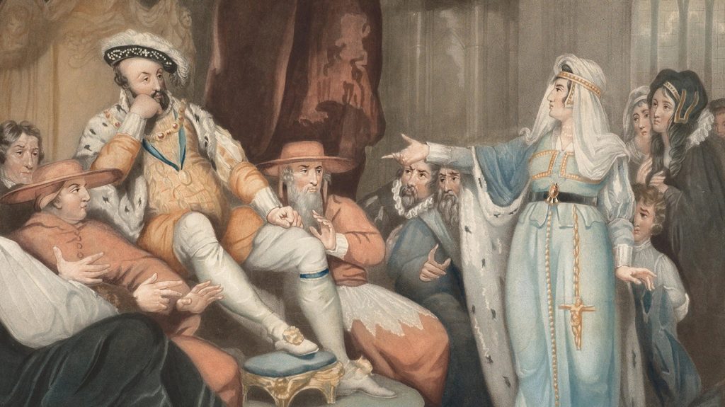Catherine of Aragon pleading her cause before Henry VIII
