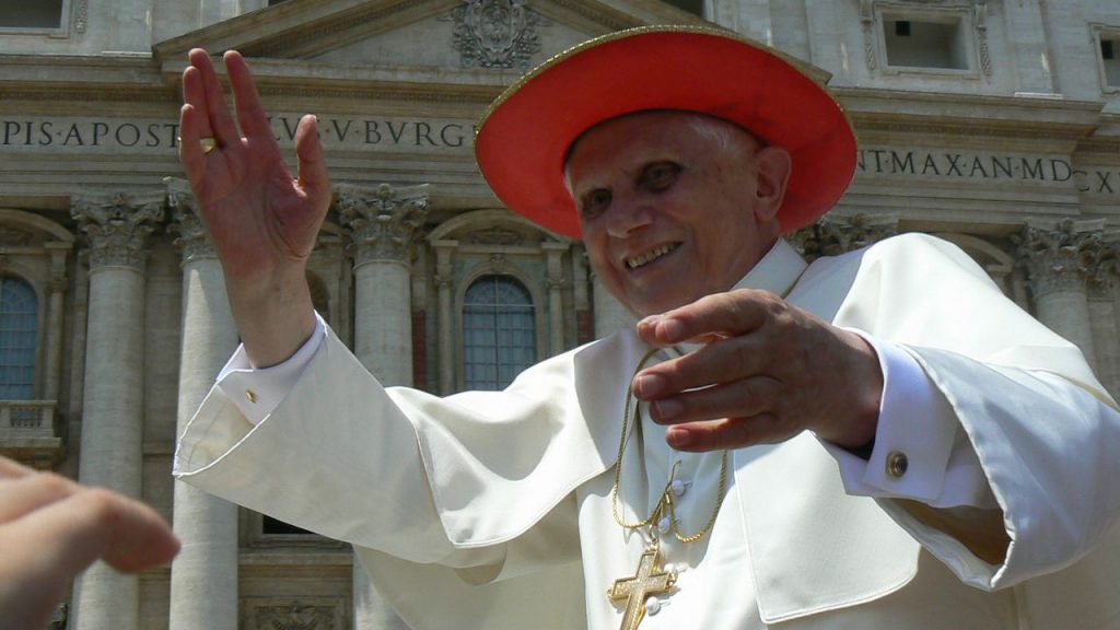 Pope Benedict XVI in a Cappello Romano